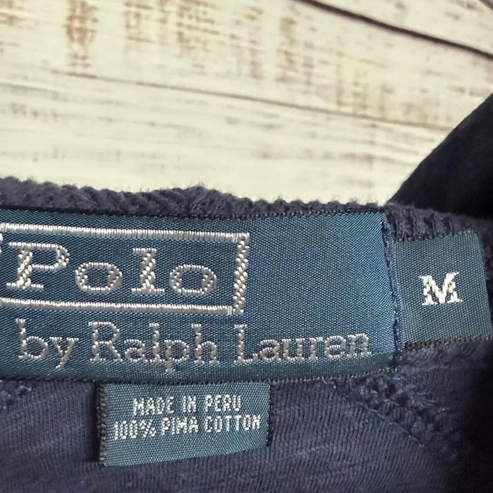 Polo Ralph Lauren Men's Hooded Henley Shirt Blue Medium